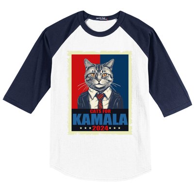 Cats For Kamala 2024 Cat Lady Kamala Cat Lovers Gift Baseball Sleeve Shirt