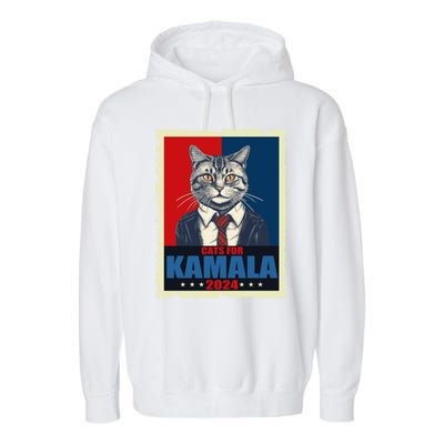 Cats For Kamala 2024 Cat Lady Kamala Cat Lovers Gift Garment-Dyed Fleece Hoodie