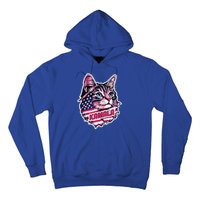 Cats For Kamala Harris Cute Red Blue Flag America Forward Gift Hoodie