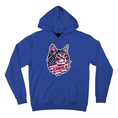 Cats For Kamala Harris Cute Red Blue Flag America Forward Gift Hoodie