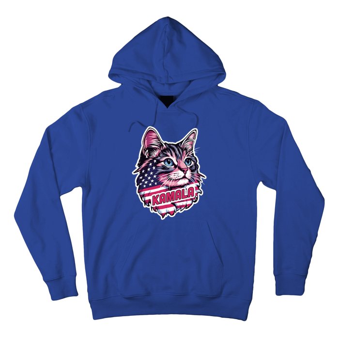 Cats For Kamala Harris Cute Red Blue Flag America Forward Gift Hoodie