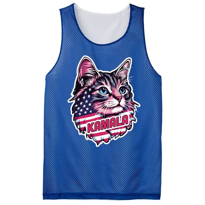 Cats For Kamala Harris Cute Red Blue Flag America Forward Gift Mesh Reversible Basketball Jersey Tank