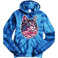 Cats For Kamala Harris Cute Red Blue Flag America Forward Gift Tie Dye Hoodie