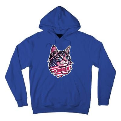 Cats For Kamala Harris Cute Red Blue Flag America Forward Gift Tall Hoodie