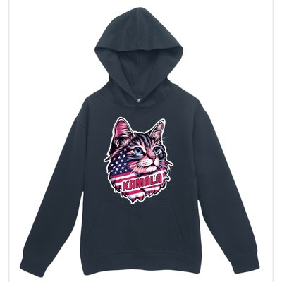 Cats For Kamala Harris Cute Red Blue Flag America Forward Gift Urban Pullover Hoodie