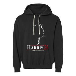 Cats For Kamala Harris 24 Garment-Dyed Fleece Hoodie