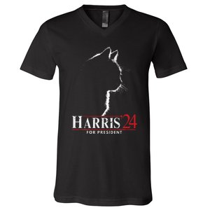 Cats For Kamala Harris 24 V-Neck T-Shirt