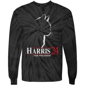 Cats For Kamala Harris 24 Tie-Dye Long Sleeve Shirt