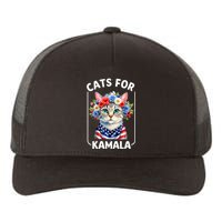 Cat For Kamala Funny Cat With Flowers American Usa Flag 2024 Yupoong Adult 5-Panel Trucker Hat