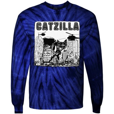 CATZILLA Funny Kitty Cat Lovers Tie-Dye Long Sleeve Shirt