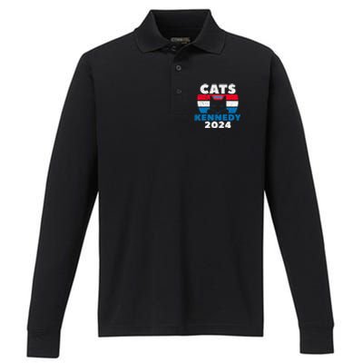 Cats For Kennedy 2024 Election Performance Long Sleeve Polo