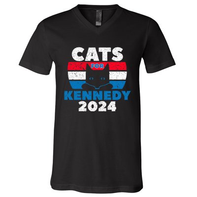 Cats For Kennedy 2024 Election V-Neck T-Shirt