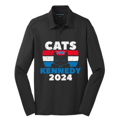 Cats For Kennedy 2024 Election Silk Touch Performance Long Sleeve Polo