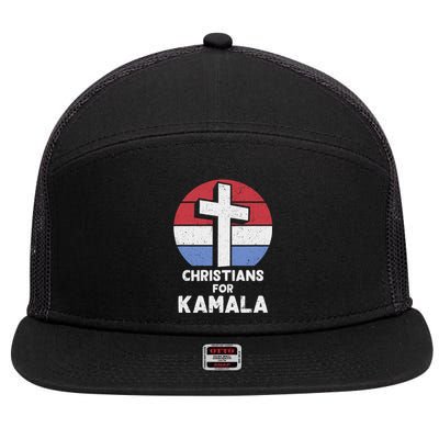 Christians For Kamala Harris 2024 Evangelical Voter Support Design 7 Panel Mesh Trucker Snapback Hat