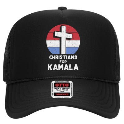 Christians For Kamala Harris 2024 Evangelical Voter Support Design High Crown Mesh Back Trucker Hat