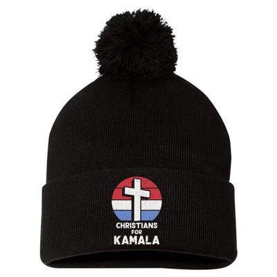 Christians For Kamala Harris 2024 Evangelical Voter Support Design Pom Pom 12in Knit Beanie