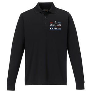 Christians For Kamala Patriotic American Harris Christians Performance Long Sleeve Polo