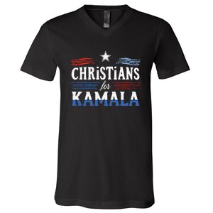 Christians For Kamala Patriotic American Harris Christians V-Neck T-Shirt