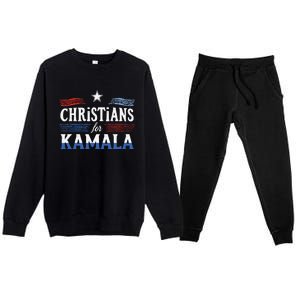 Christians For Kamala Patriotic American Harris Christians Premium Crewneck Sweatsuit Set