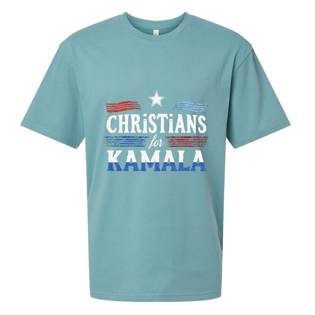 Christians For Kamala Patriotic American Harris Christians Sueded Cloud Jersey T-Shirt