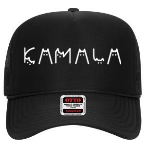 Cats For Kamala Harris 2024 High Crown Mesh Back Trucker Hat