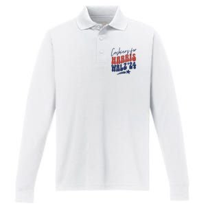 Cashiers For Kamala Harris Performance Long Sleeve Polo