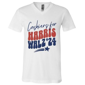 Cashiers For Kamala Harris V-Neck T-Shirt