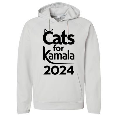 Cats For Kamala 2024 Funny Political Harris Supporter Performance Fleece Hoodie