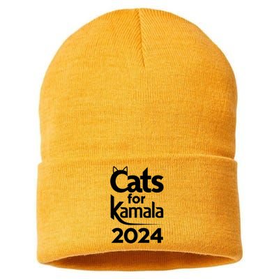 Cats For Kamala 2024 Funny Political Harris Supporter Sustainable Knit Beanie