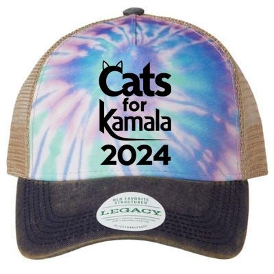 Cats For Kamala 2024 Funny Political Harris Supporter Legacy Tie Dye Trucker Hat