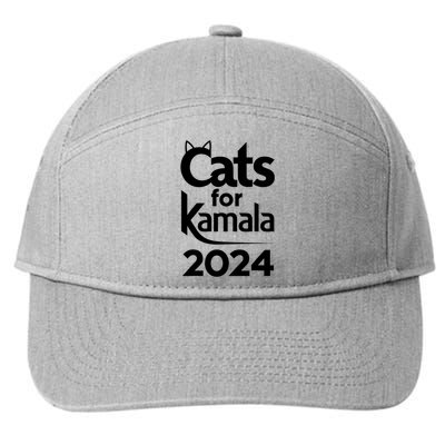 Cats For Kamala 2024 Funny Political Harris Supporter 7-Panel Snapback Hat