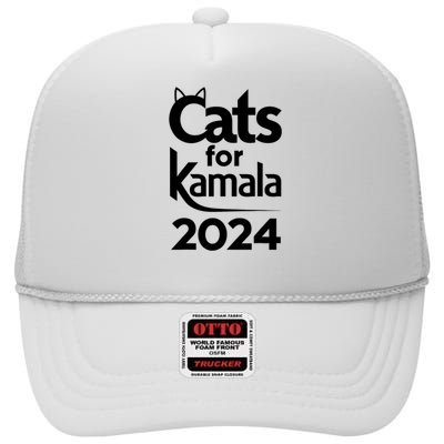 Cats For Kamala 2024 Funny Political Harris Supporter High Crown Mesh Back Trucker Hat