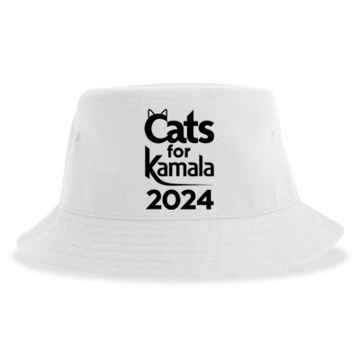 Cats For Kamala 2024 Funny Political Harris Supporter Sustainable Bucket Hat