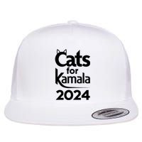 Cats For Kamala 2024 Funny Political Harris Supporter Flat Bill Trucker Hat