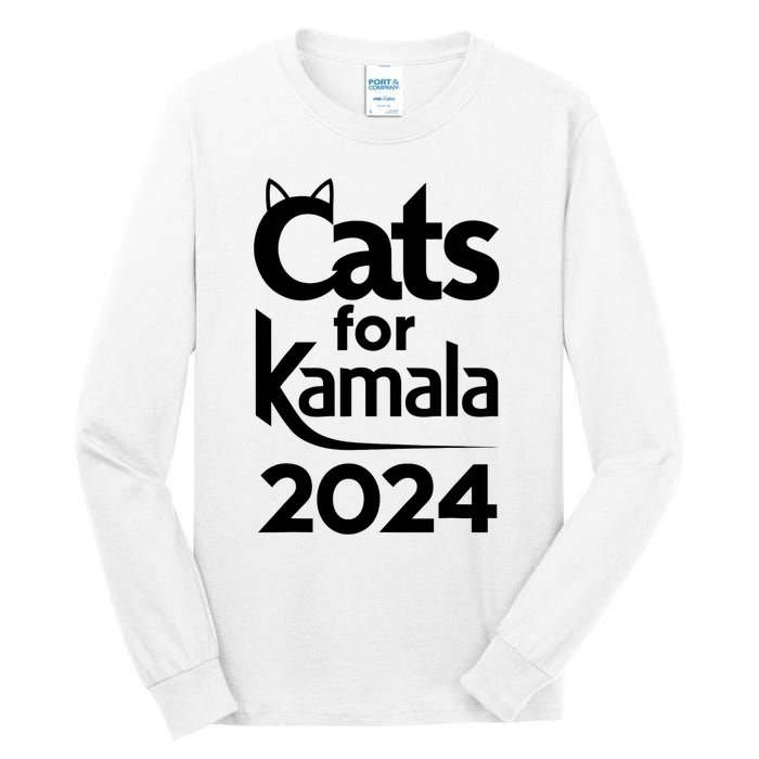 Cats For Kamala 2024 Funny Political Harris Supporter Tall Long Sleeve T-Shirt