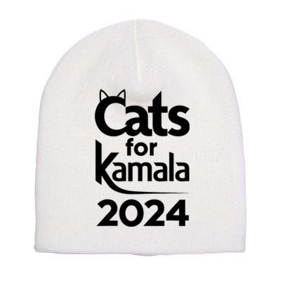 Cats For Kamala 2024 Funny Political Harris Supporter Short Acrylic Beanie