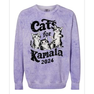 Cats For Kamala 2024 Funny President Kamala Harris Gift Colorblast Crewneck Sweatshirt