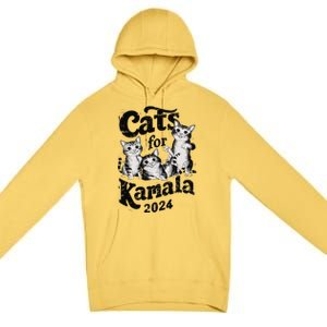 Cats For Kamala 2024 Funny President Kamala Harris Gift Premium Pullover Hoodie