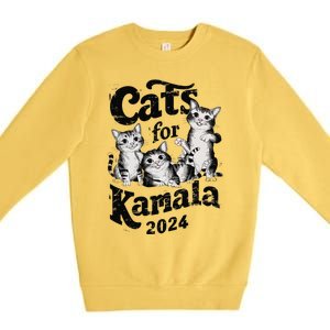 Cats For Kamala 2024 Funny President Kamala Harris Gift Premium Crewneck Sweatshirt