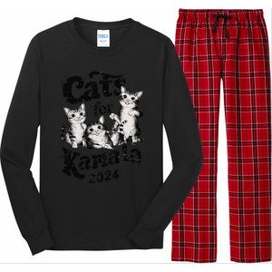 Cats For Kamala 2024 Funny President Kamala Harris Gift Long Sleeve Pajama Set