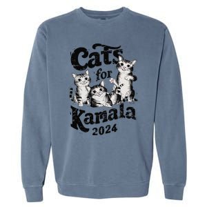 Cats For Kamala 2024 Funny President Kamala Harris Gift Garment-Dyed Sweatshirt