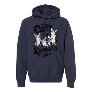 Cats For Kamala 2024 Funny President Kamala Harris Gift Premium Hoodie