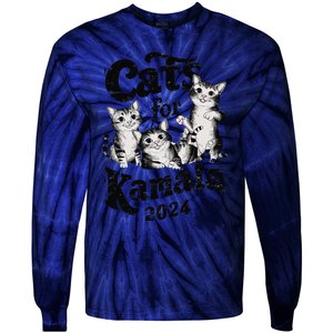 Cats For Kamala 2024 Funny President Kamala Harris Gift Tie-Dye Long Sleeve Shirt