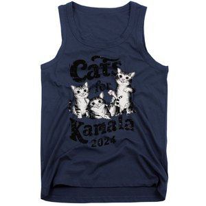 Cats For Kamala 2024 Funny President Kamala Harris Gift Tank Top