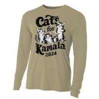 Cats For Kamala 2024 Funny President Kamala Harris Gift Cooling Performance Long Sleeve Crew