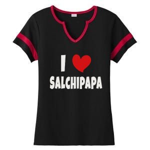 Colombian Food Lover Colombia I Love Salchipapa Ladies Halftime Notch Neck Tee