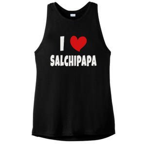 Colombian Food Lover Colombia I Love Salchipapa Ladies PosiCharge Tri-Blend Wicking Tank