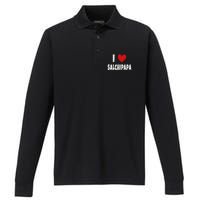 Colombian Food Lover Colombia I Love Salchipapa Performance Long Sleeve Polo