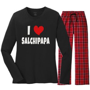 Colombian Food Lover Colombia I Love Salchipapa Women's Long Sleeve Flannel Pajama Set 