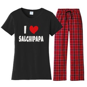 Colombian Food Lover Colombia I Love Salchipapa Women's Flannel Pajama Set